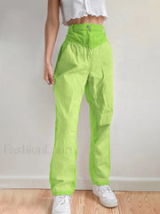 Corduroy Patchwork High Waist Straight Pants Straight Leg Pants