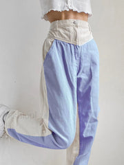 Corduroy Patchwork High Waist Straight Pants Straight Leg Pants