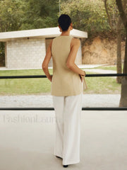 Cotton Blends Graceful Button Split Vest Vests