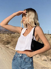 Cotton Blends Graceful Cropped Tank Top Tank Tops & Camis