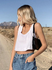 Cotton Blends Graceful Cropped Tank Top White / XS Tank Tops & Camis