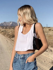 Cotton Blends Graceful Cropped Tank Top White / XS Tank Tops & Camis