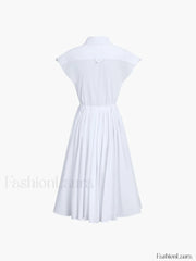 Cotton Blends Sleeveless Trendy Split Midi Dress Dresses