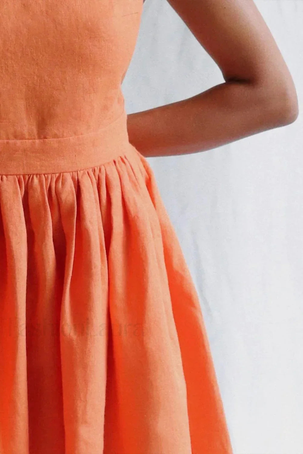 Cotton Halter High Waist Strappy Mini Dress