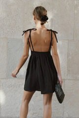 Cotton Halter High Waist Strappy Mini Dress