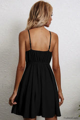 Cotton Linen Bow Strap Casual Strappy Mini Dress