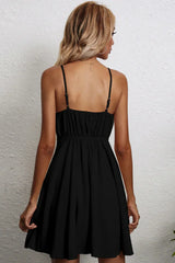 Cotton Linen Bow Strap Casual Strappy Mini Dress