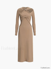 Criss Cross Cut Trendy Out Long Dress Dresses