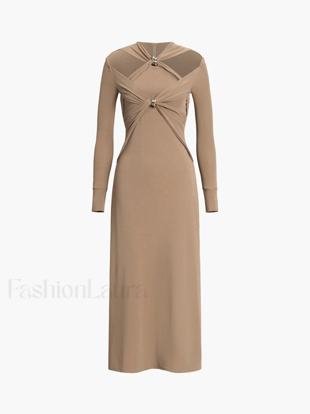 Criss Cross Cut Trendy Out Long Dress Dresses