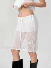 Crochet Flower Knitted Midi Skirt