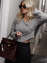 Crochet Hooded Graceful Long Sleeve Top Grey / S Sweaters L