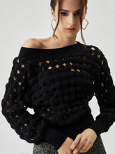 Crocheted Circle Hollow Trendy Off Shoulder Blouse Black / XS Blouses