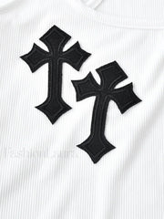 Cross Patch Ribbed Tank Mini Dress Mini Dresses