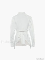 Cut Out Button Trendy Down Collar Shirt Shirts