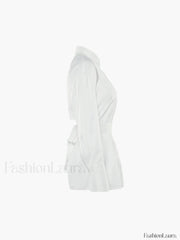 Cut Out Button Trendy Down Collar Shirt Shirts