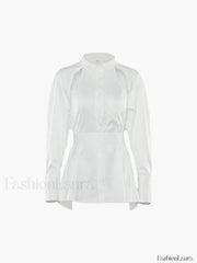 Cut Out Button Trendy Down Collar Shirt Shirts