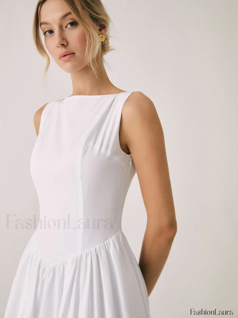Cutout Cotton Graceful Sleeveless Midi Dress Dresses