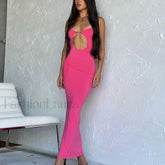 Cutout Slim Fit Suspender Maxi Dress