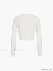 Cutout Split Beads Trendy Detail Ribbed Knit Top Sweaters L