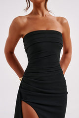 Strapless High Slit Maxi Party Dress