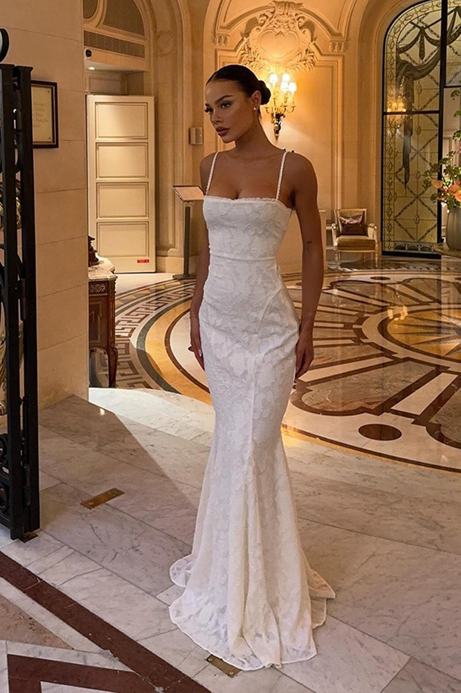 Sexy Spaghetti Strap Back Lace Up Formal Dress