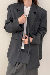 Commuter Style Belted Blazer Grey / One Size