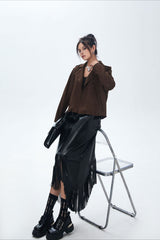 Suede Open Front Biker Jacket