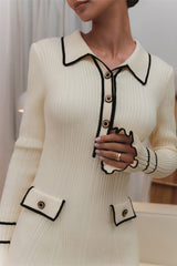 Contrast Ruffle Collar Sweater Dress
