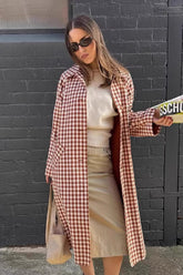Vintage Plaid Lapel Long Overcoat