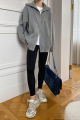 Double Zipper Shawl Collar Sweater