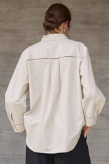 Long Sleeve Cotton Lapel Collar Blouse