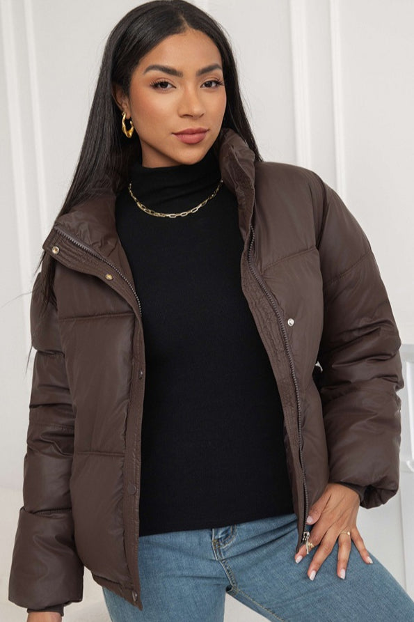 Cropped Stand Collar Puffer Jacket