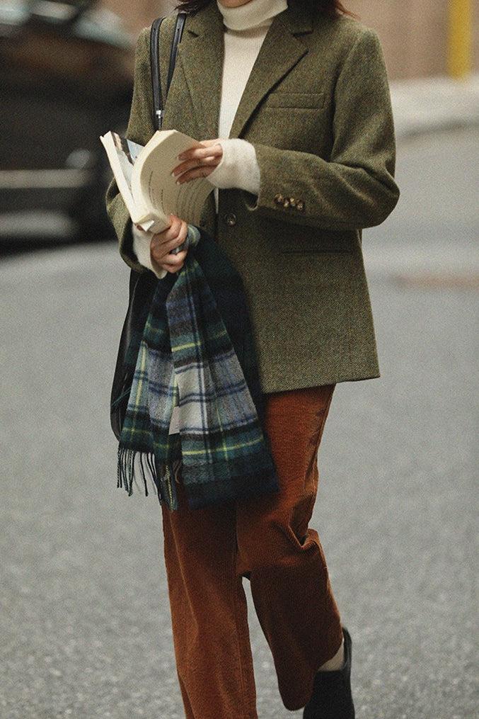 Wool Blend Single Breasted Blazer