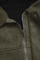 Lapel Collar Suede-Look Bomber Jacket