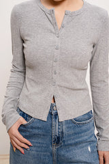 Lightweight Ribbed Cardigan Grey / S