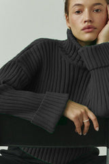 Striped Turtleneck Bell Sleeve Sweater