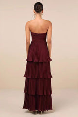 Ruched Bustier Tiered Hem Formal Dress