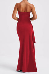 Strapless High Slit Maxi Party Dress