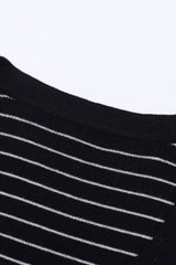 Wool Striped Round Neck Knit Top