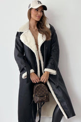 Reversible Stand Collar Faux Fur Overcoat