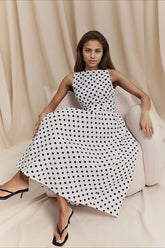 Chic Polka Dot Sleeveless Maxi Dress