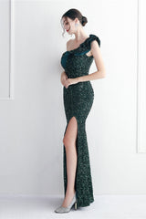 Embellished One Shoulder Mermaid Formal Dress