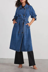 Denim Duster Buttoned Overcoat