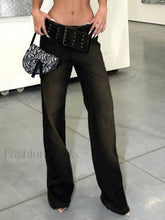 Dark Wash Belted Baggy Boyfriend Jeans Black / S Jeans