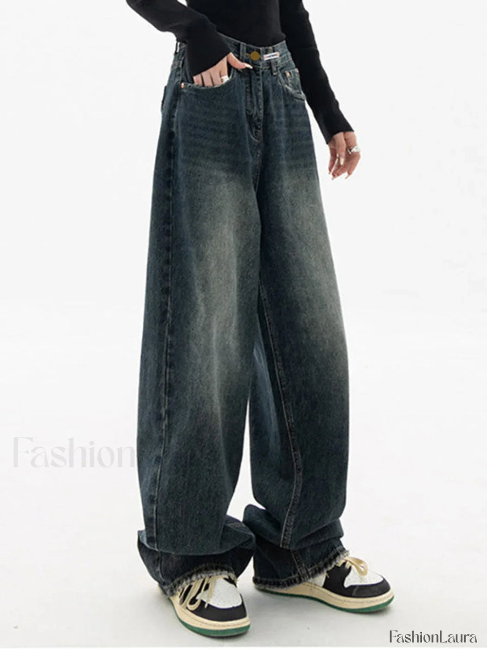 Dark Wash Vintage Baggy Boyfriend Jeans Boyfriend Jeans