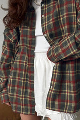 Plaid Vintage Relaxed Fit Blouse