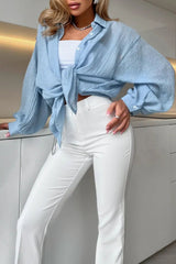 Solid Lightweight Long Sleeve Blouse