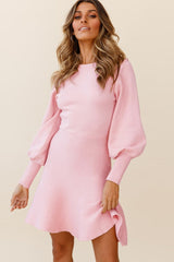 Slim Fitted Knit Long Sleeve Sweater Dress