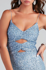 Sequin Spaghetti Strap Formal Dress