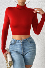 Slim Fit Cropped Turtleneck Top